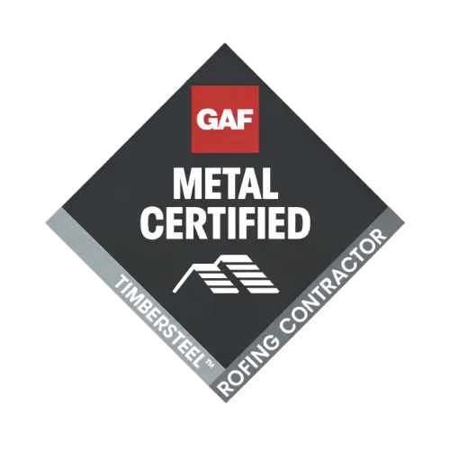 GAF Metal Certified Timbersteel roofing contractor badge
